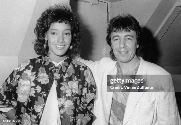 American actress Jennifer Beals and British musician, singer and songwriter Bill Wyman attend 'The Bride' afterparty at the Limelight in New York...