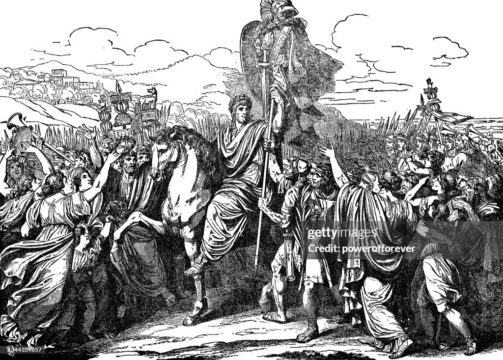 The Triumph of Romulus, Engraving by Bartolomeo Pinelli - 19th Century