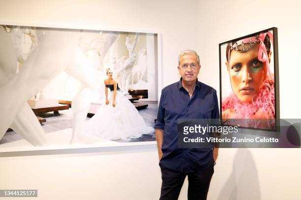 Mario Testino attends the Mario Testino "Unfiltered" exhibition opening at 29 Arts In Progress Gallery on September 30, 2021 in Milan, Italy.