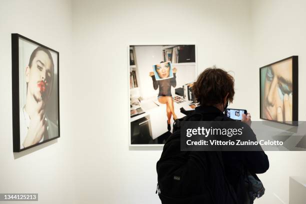 Atmosphere during the Mario Testino "Unfiltered" exhibition opening at 29 Arts In Progress Gallery on September 30, 2021 in Milan, Italy.