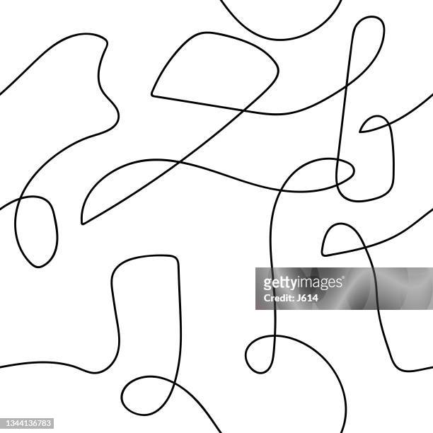 seamless squiggly line pattern - one line drawing abstract line art stock illustrations