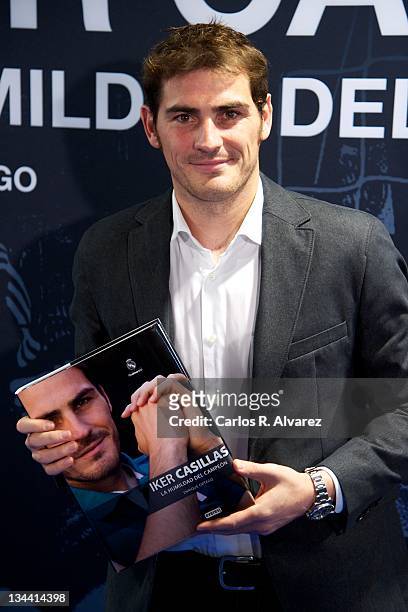 Real Madrid goalkeeper Iker Casillas attends the presentation of his biography "Iker Casillas. La Humildad del Campeon" at the Santiago Bernabeu...