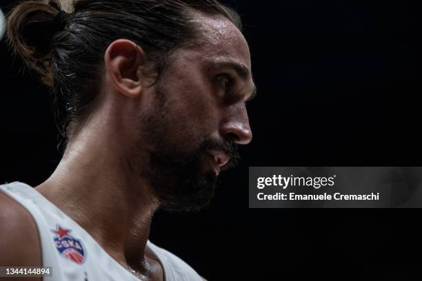 Alexey Shved, #91 of CSKA Moscow, looks on during the 2021/2022 Turkish Airlines EuroLeague Regular Season Round 1 match between AX Armani Exchange...