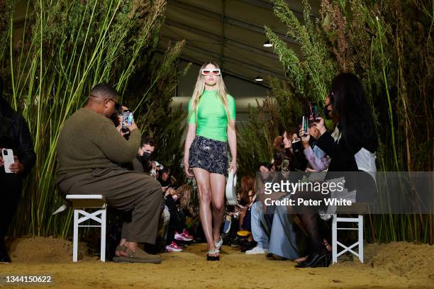 Eve Powell-Jobs walks the runway during the Coperni Womenswear Spring/Summer 2022 show as part of Paris Fashion Week on September 30, 2021 in Paris,...