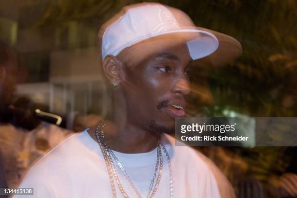 Kaine of Ying Yang Twins outside the Shore Club in Miami's South Beach after rap mogul Suge Knight was shot in the leg during the early hours of...