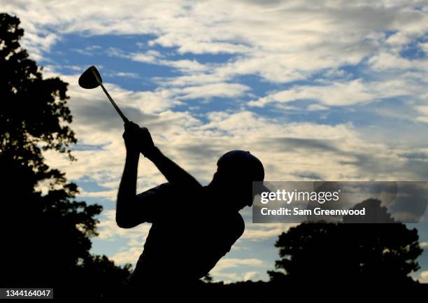 Will Zalatoris plays his shot from the 18th tee during round one of the Sanderson Farms Championship at Country Club of Jackson on September 30, 2021...