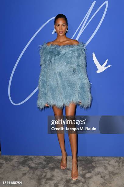 Cindy Bruna attends the launch of CR Fashion Book Parade Issue in partnership with Grey Goose during the Paris Fashion Week on September 30, 2021 in...