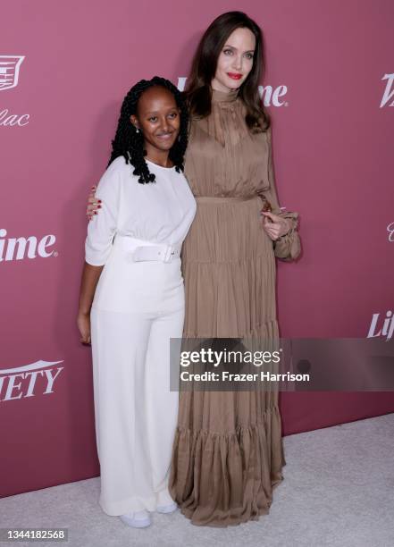 Zahara Jolie-Pitt and Angelina Jolie attend Variety's Power Of Women at Wallis Annenberg Center for the Performing Arts on September 30, 2021 in...