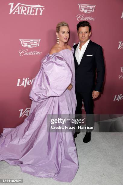 Honoree Katy Perry and Orlando Bloom attends Variety's Power Of Women at Wallis Annenberg Center for the Performing Arts on September 30, 2021 in...