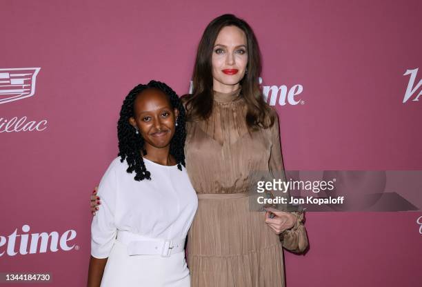 Zahara Jolie-Pitt and Angelina Jolie attend Variety's Power Of Women at Wallis Annenberg Center for the Performing Arts on September 30, 2021 in...