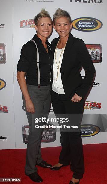 Fighters Jillian Lybarger and Joycelyn Lybarger attend the 2011 Fighters Only Mixed Martial Arts Awards at Palms Hotel and Casino on November 30,...