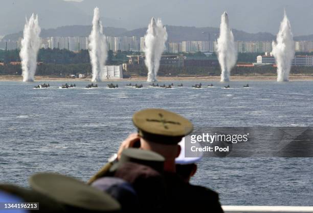 The South Korean military participates in the 73rd Armed Forces Day on October 1, 2021 in Pohang, South Korea. South Korea is celebrating their 73rd...