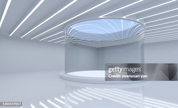 3d rendering exhibition background - cylinder stock pictures, royalty-free photos & images