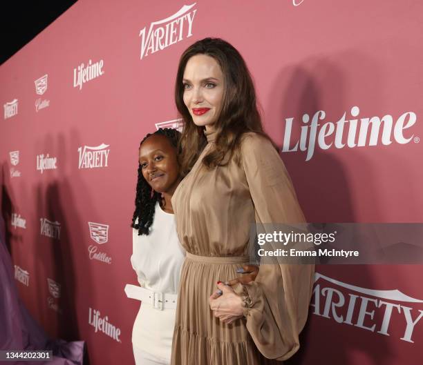 Zahara Marley Jolie-Pitt and Angelina Jolie attend Variety's Power of Women Presented by Lifetime at Wallis Annenberg Center for the Performing Arts...