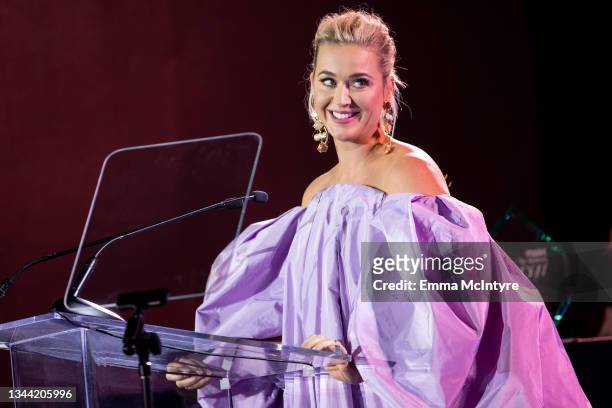 Katy Perry speaks onstage at Variety's Power of Women event presented by Lifetime on September 30, 2021 in Los Angeles, California.