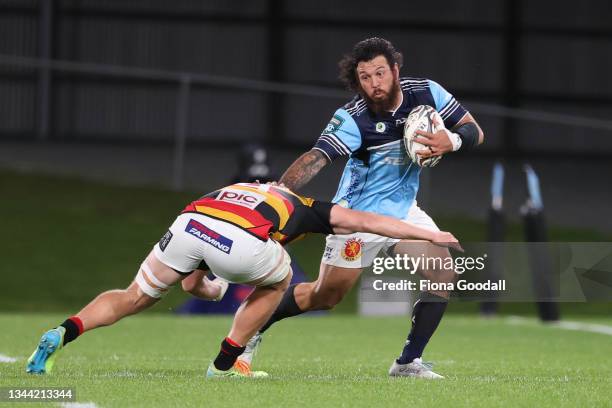 Rene Ranger of Northland fends during the round five Bunnings NPC match between Waikato and Northland at Semenoff Stadium, on October 01 in...