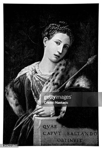 portrait of a lady as salomé - brescia stock illustrations