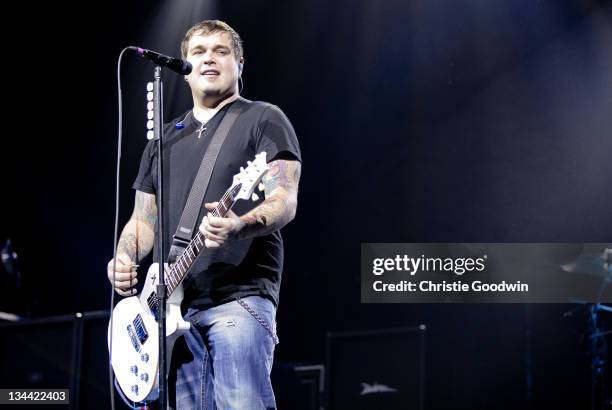 Chris Robertson of Black Stone Cherry performs on stage at Wembley Arena on November 29, 2011 in London, United Kingdom.