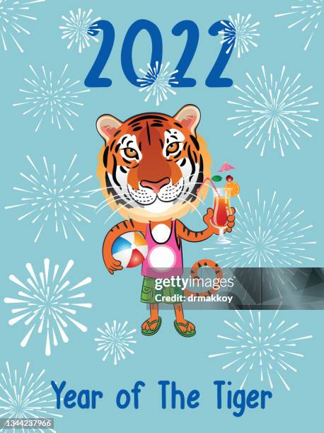 year of the tiger poster - year of the tiger stock illustrations