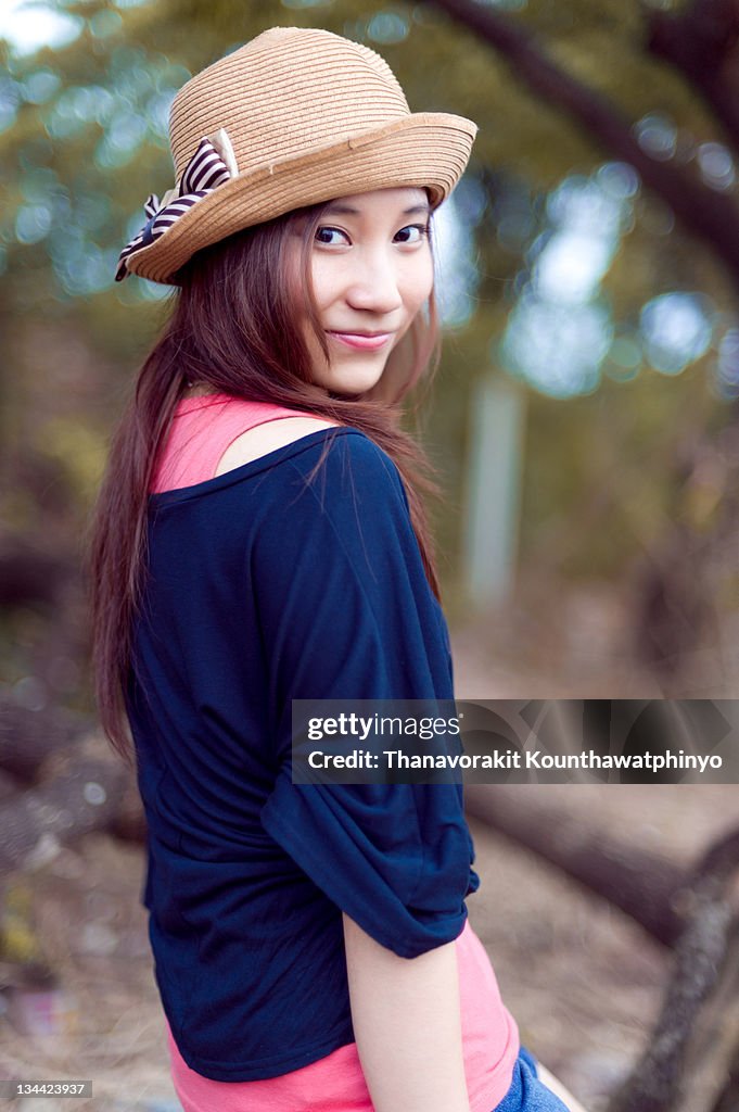 Girl wearing hat