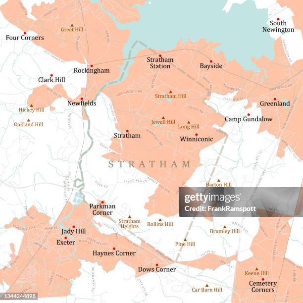 nh rockingham stratham vector road map - exeter new hampshire stock illustrations