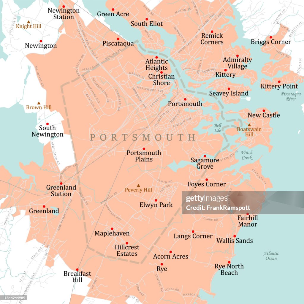 NH Rockingham Portsmouth Vector Road Map