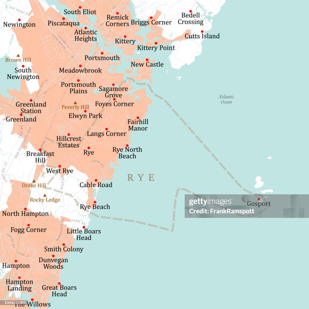 NH Rockingham Rye Vector Road Map