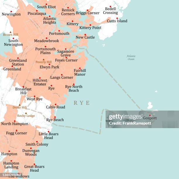 nh rockingham rye vector road map - portsmouth stock illustrations