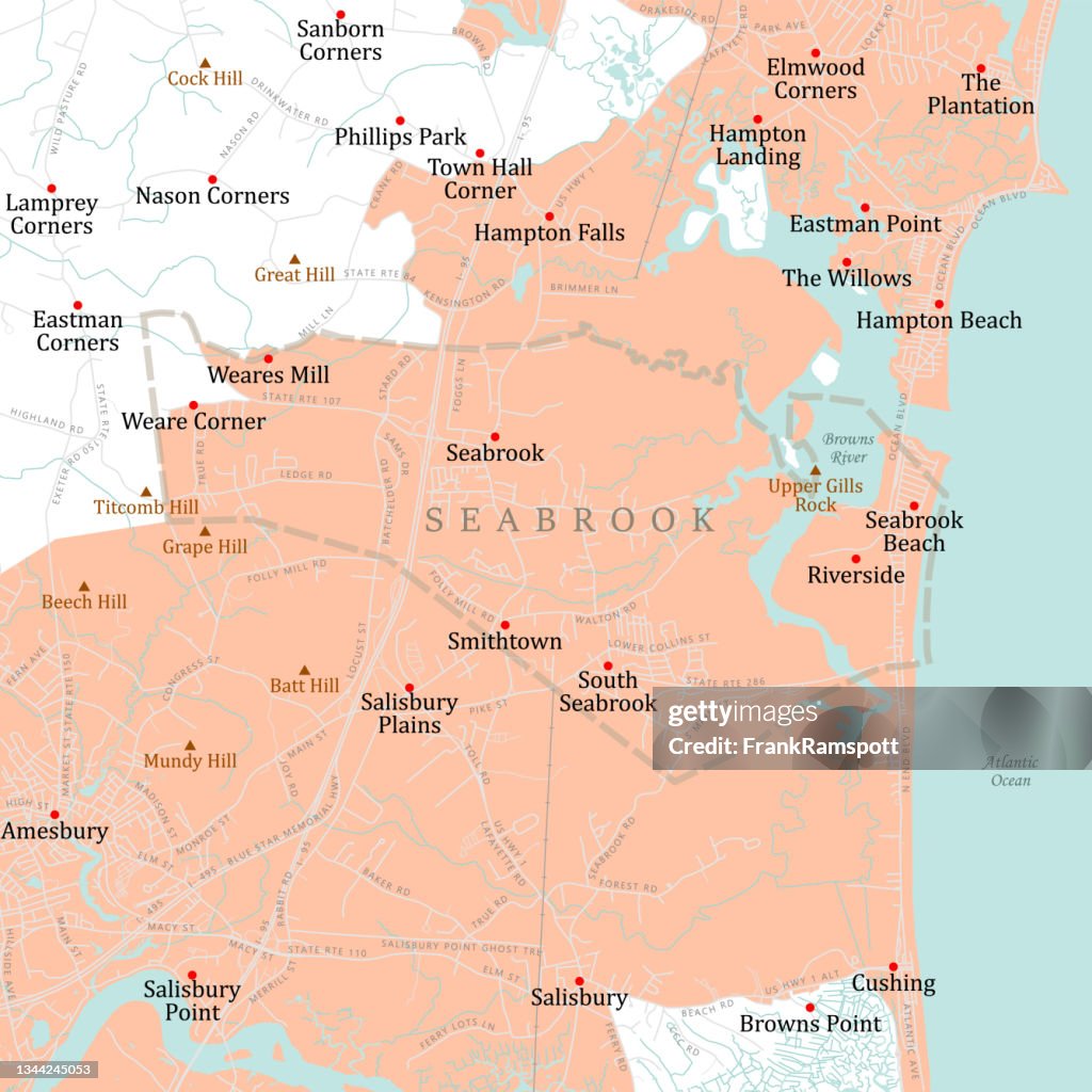 NH Rockingham Seabrook Vector Road Map