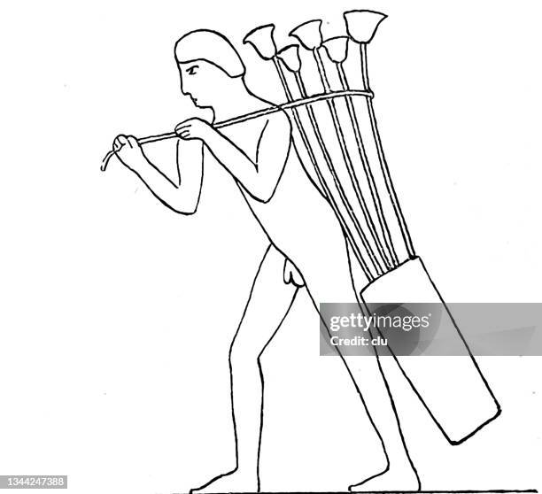 ancient egyptian culture: papyrus carrier - papyrus 幅插畫檔、美工圖案、卡通及圖標