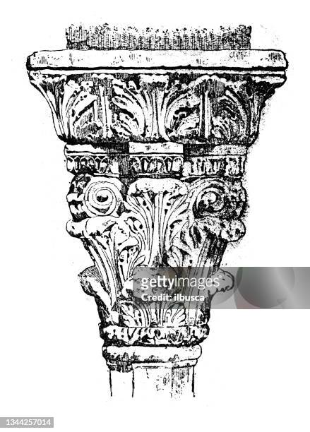 antique illustration: column capital - doric arches stock illustrations