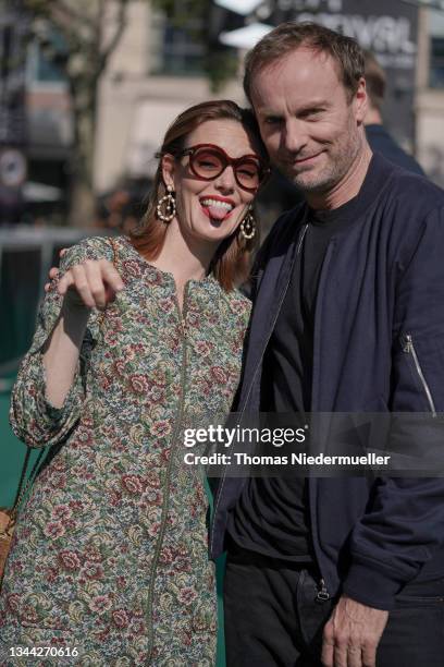 Actress Lavinia Wilson and actor Mark Waschke attend the "The Billion Dollar Code" photocall during the 17th Zurich Film Festival at Kino Corso on...