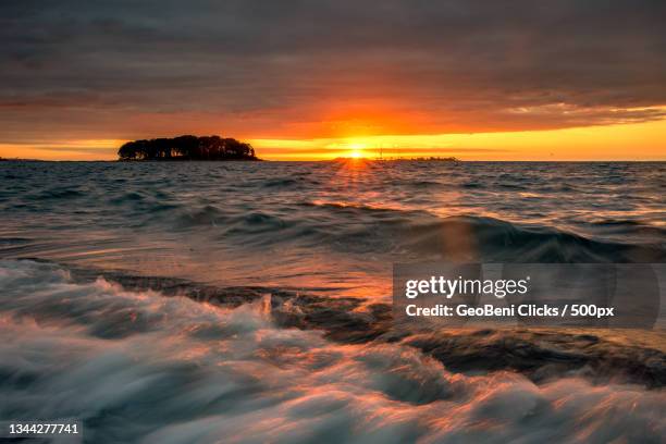 scenic view of sea against sky during sunset,norwalk,connecticut,united states,usa - norwalk ct stock pictures, royalty-free photos & images