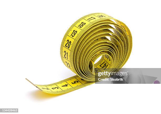 yellow measuring tape - centimeter stockfoto's en -beelden