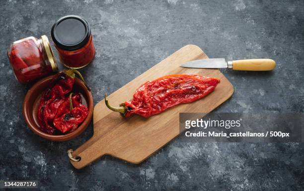 high angle view of meat on cutting board,burgos,spain - maria castellanos stock pictures, royalty-free photos & images