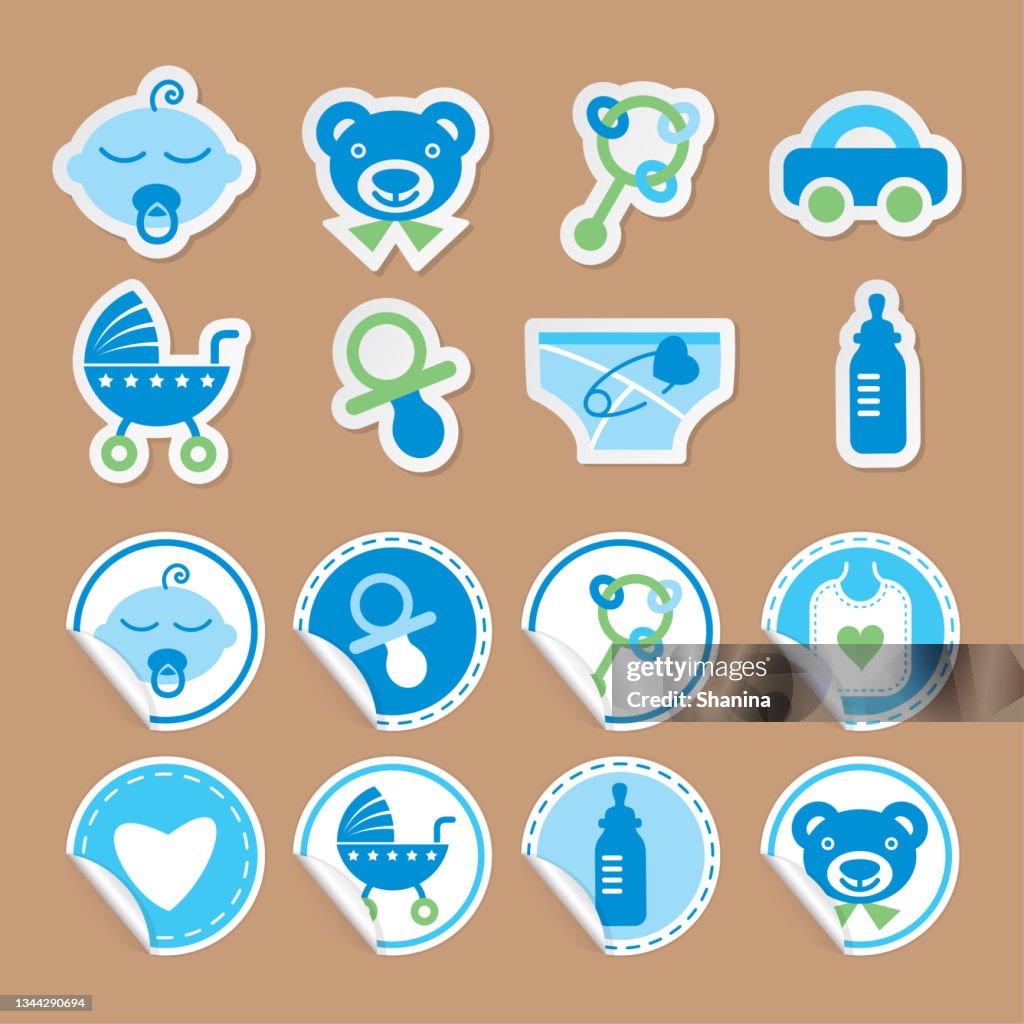 Newborn Baby Boy Stickers Set High-Res Vector Graphic - Getty Images