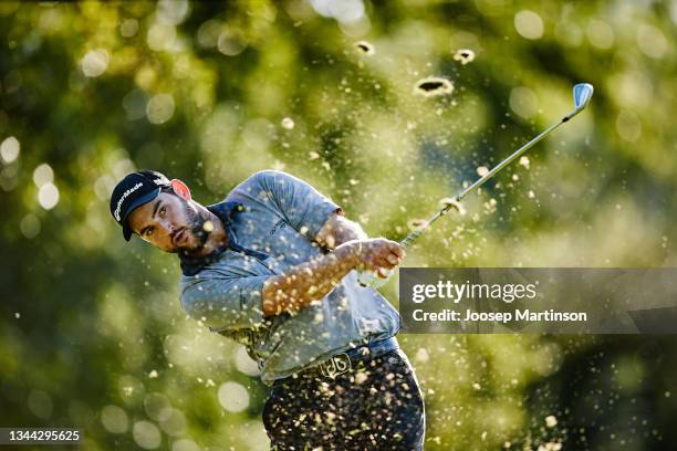 Bradley Neil of Scotland plays a shot during Day Two of the Swiss Challenge at Golf Saint Apollinaire on October 01, 2021 in Michelbach-Le-Haut,...