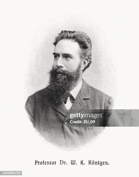 wilhelm conrad röntgen (1845–1923), deutscher physiker, rasterdruck, erschienen 190 - century award stock-grafiken, -clipart, -cartoons und -symbole