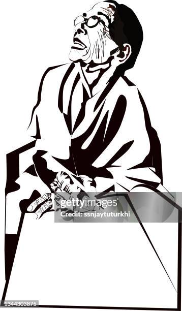 an old woman is writing her autobiography - old hands close up stock illustrations