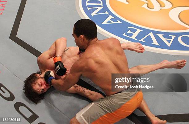 John Dodson delivers the final punches to defeat Johnny Bedford by knockout in a Bantamweight semifinal fight on The Ultimate Fighter Season 14 on...