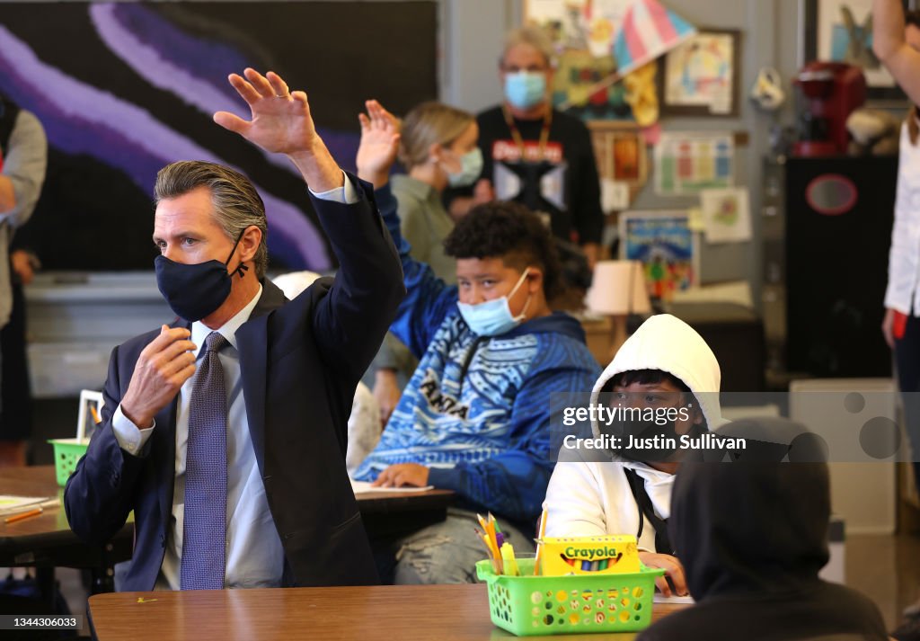 California Governor Newsom Speaks On State's School Safety And Covid Prevention Efforts