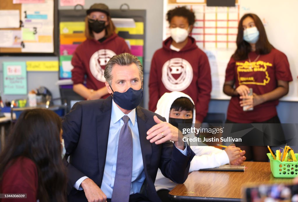 California Governor Newsom Speaks On State's School Safety And Covid Prevention Efforts