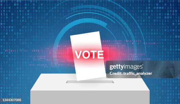 electronic voting - voting machine stock illustrations