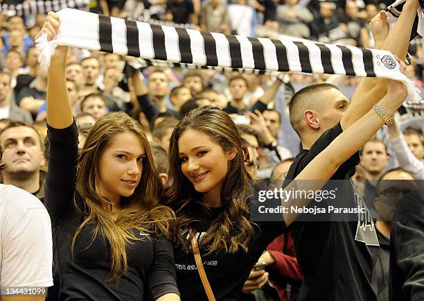 Supporters of Partizan mt:s Belgrade in action during the 2011-2012 Turkish Airlines Euroleague Regular Season Game Day 7 between Partizan mt:s...