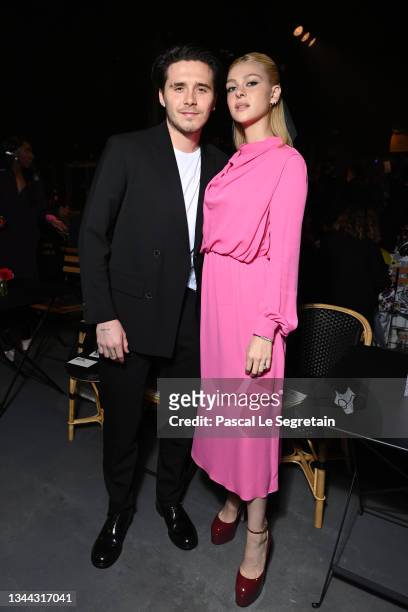 Brooklyn Beckham and Nicola Peltz attend the Valentino Womenswear Spring/Summer 2022 show as part of Paris Fashion Week on October 01, 2021 in Paris,...