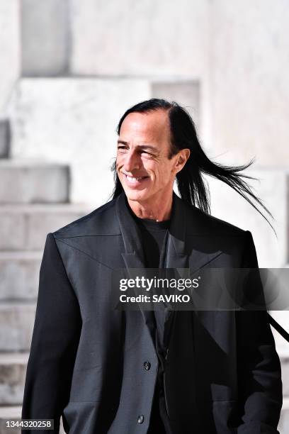 Fashion designer Rick Owens walks the runway during the Rick Owens Ready to Wear Spring/Summer 2022 fashion show as part of the Paris Fashion Week on...