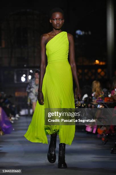 Model walks the runway during the Valentino Womenswear Spring/Summer 2022 show as part of Paris Fashion Week on October 01, 2021 in Paris, France.