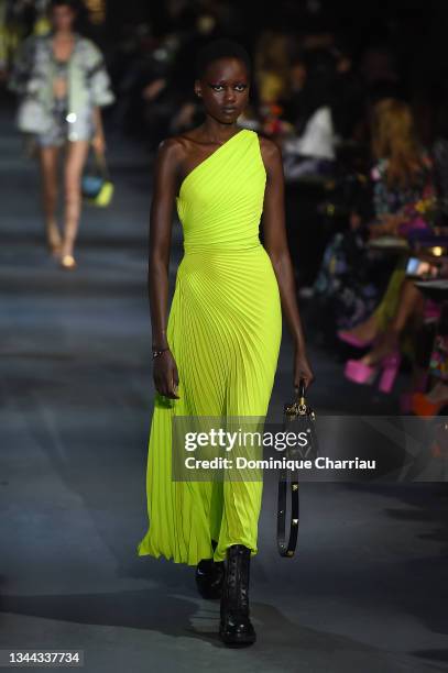 Model walks the runway during the Valentino Womenswear Spring/Summer 2022 show as part of Paris Fashion Week on October 01, 2021 in Paris, France.