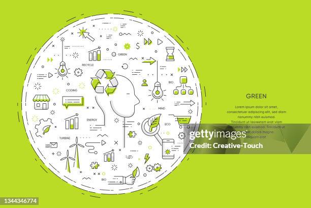 green circle doodle concept - computer recycling stock illustrations