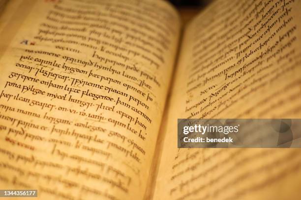anglo saxon chronicle - old english manuscript stock pictures, royalty-free photos & images